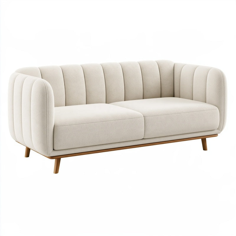 Divano 2 posti 180 x 85 x 78 cm in tessuto avorio con piedi in legno stile moderno