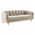 Divano 3 posti 220 cm in tessuto beige - stile moderno con schienale scanalato