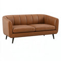 Divano 2 posti 170 cm in similpelle marrone - stile moderno con schienale scanalato