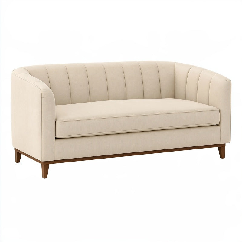 Divano 2 posti 170 x 78 cm in tessuto beige con gambe in legno stile moderno