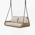 Divano a dondolo sospeso 130 x 75 x 60 cm in corda intrecciata beige per esterno stile moderno