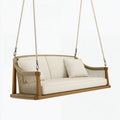 Divano Altalena da Giardino 160 x 75 x 65 cm in Legno e Corda Beige - Sospeso per Esterno