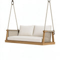 Dondolo sospeso da giardino 160 x 75 x 65 cm in legno beige con corde intrecciate