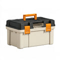Cassetta portautensili 50 x 25 x 25 cm in plastica nero/beige/arancione con maniglia e chiusure