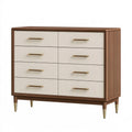 Cassettiera 120 x 45 x 90 cm in legno marrone e beige con 8 cassetti stile moderno
