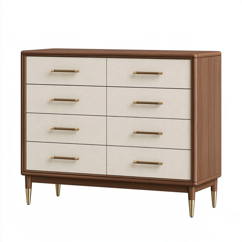 Cassettiera 120 x 45 x 90 cm in legno marrone e beige con 8 cassetti stile moderno