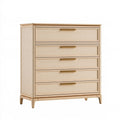 Cassettiera 90 x 45 x 110 cm in legno beige con 5 cassetti stile classico