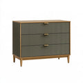 Cassettiera 120 x 40 x 90 cm in legno marrone e verde scuro a 3 cassetti stile moderno