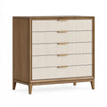Cassettiera 90 x 45 x 110 cm in legno marrone e beige - 5 cassetti stile moderno