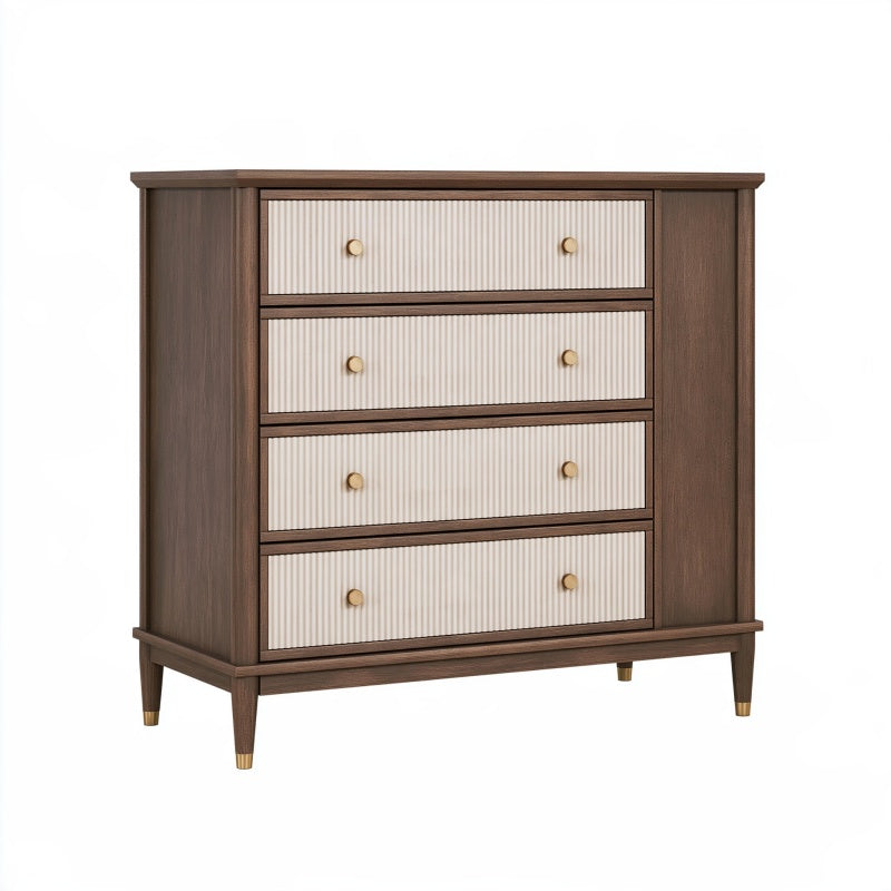 Cassettiera 90 x 45 x 105 cm in legno marrone e beige - quattro cassetti stile classico