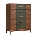 Cassettiera 90 x 45 x 120 cm in legno marrone e verde scuro con 5 cassetti stile moderno