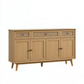 Credenza 160 x 40 x 85 cm in legno naturale e rattan - contenitore stile nordico