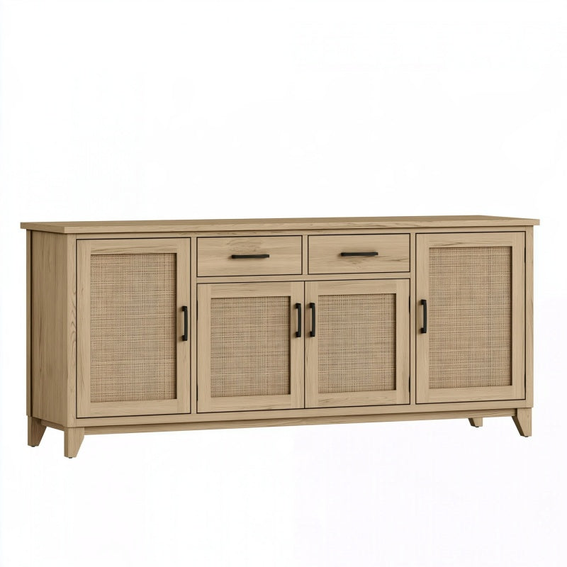 Credenza 180 x 45 x 85 cm in legno beige con pannelli intrecciati stile naturale
