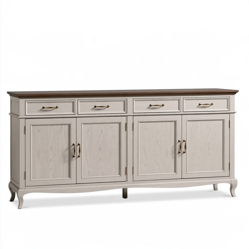 Credenza 180 x 45 x 90 cm in legno beige e marrone - stile classico con 4 ante e 4 cassetti